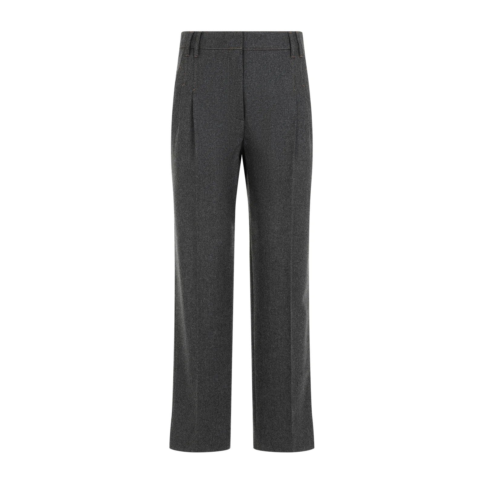 Gray Wool Casual Pants