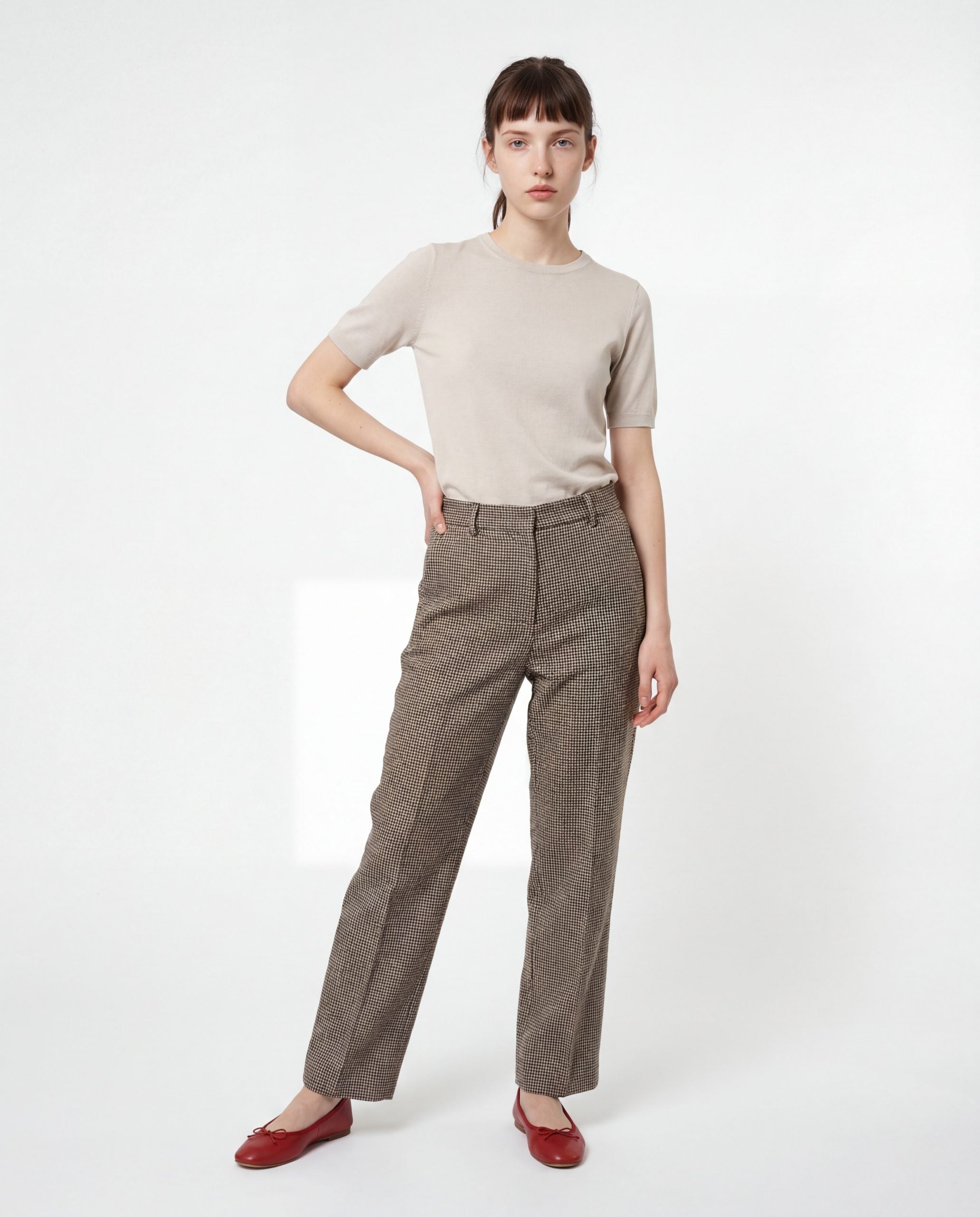 Beige Linen Casual Pants