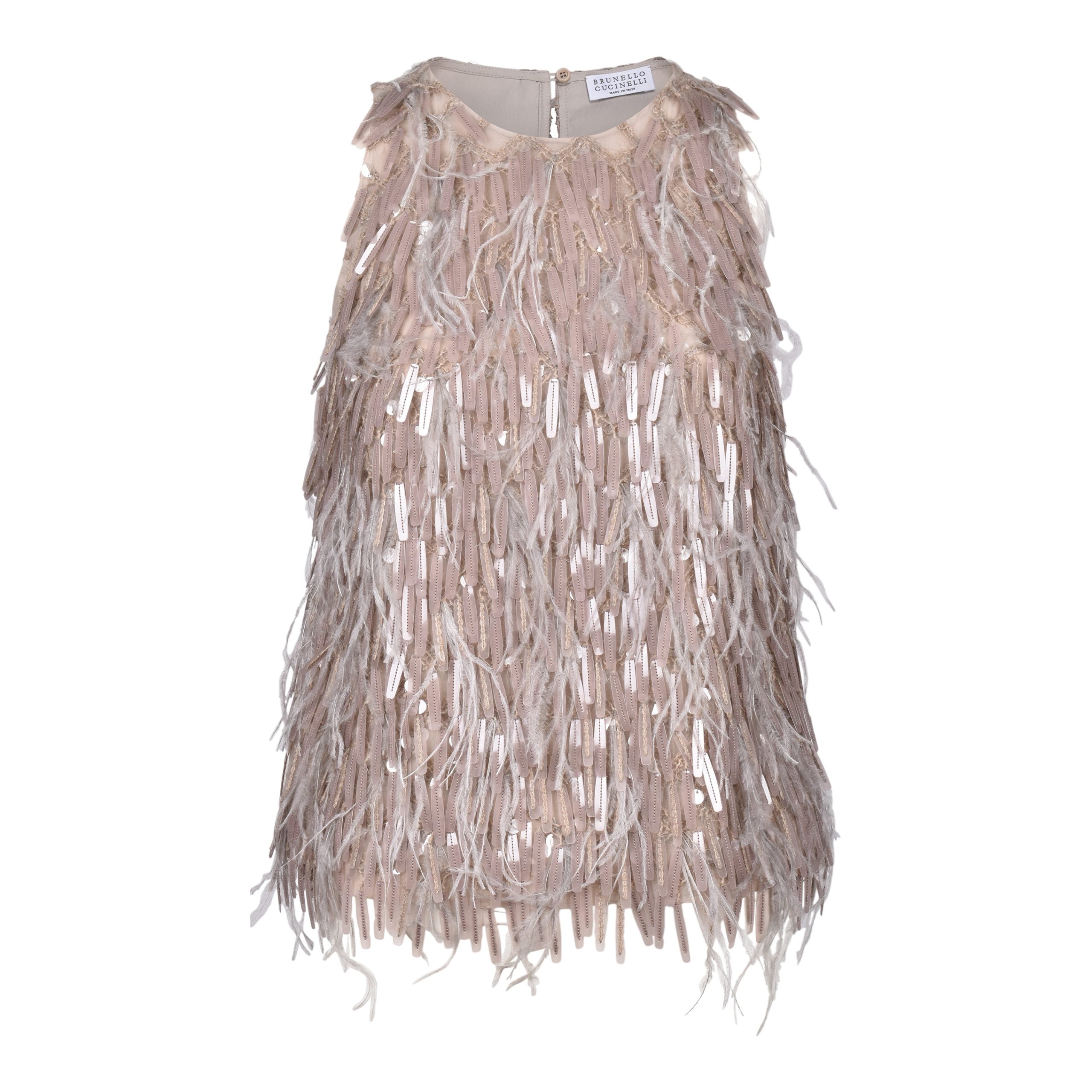 Beige Silk Cocktail Dress