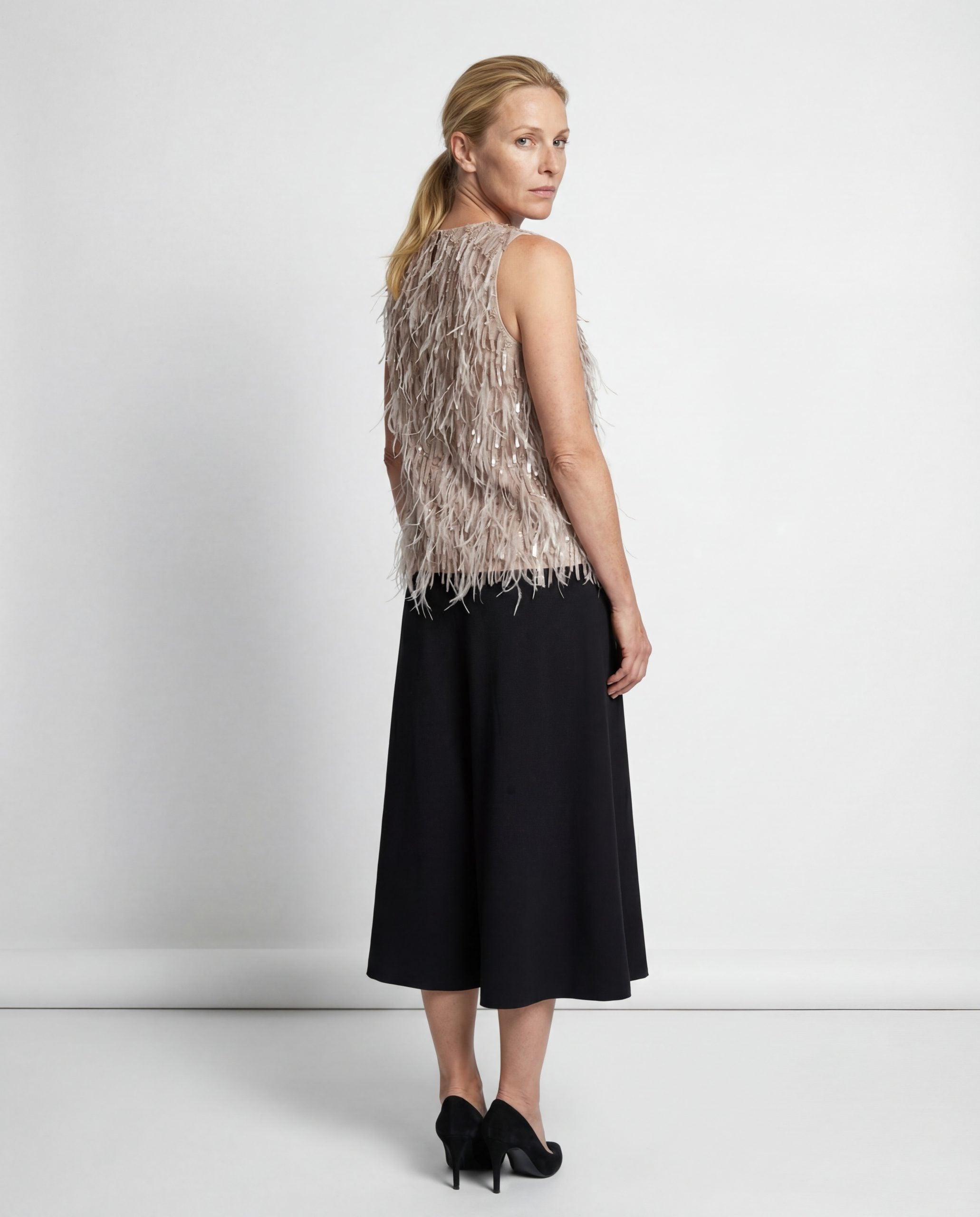 Beige Silk Cocktail Dress