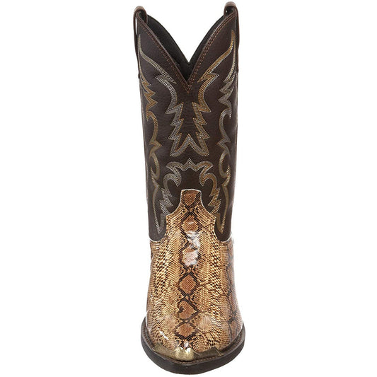 Women's Stylish Snake Print Western Boots for Daily Use