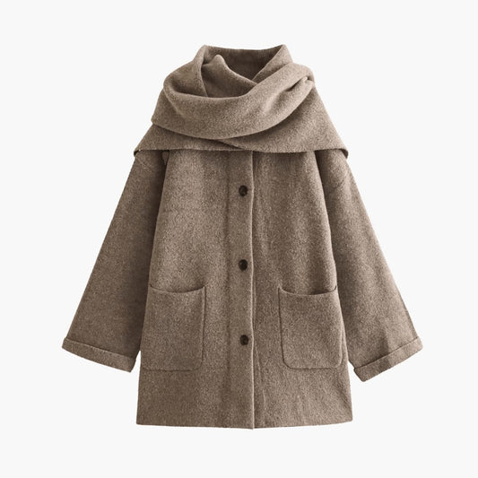 Women's Long Sleeve Button-Up Cardigan with Matching Scarf