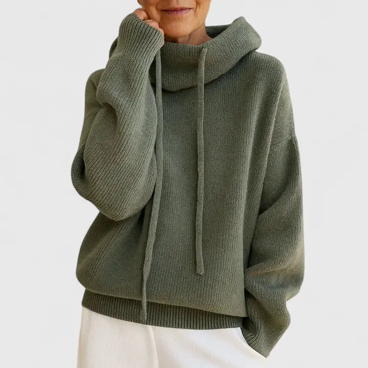 Women's Cozy Oversized Knit Pullover Hoodie for Daily Use Green