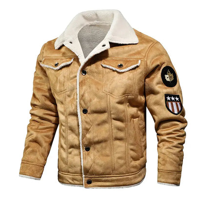 Men's Stylish Leather Jacket – Comfortable, Breathable, Versatile Wear Beige