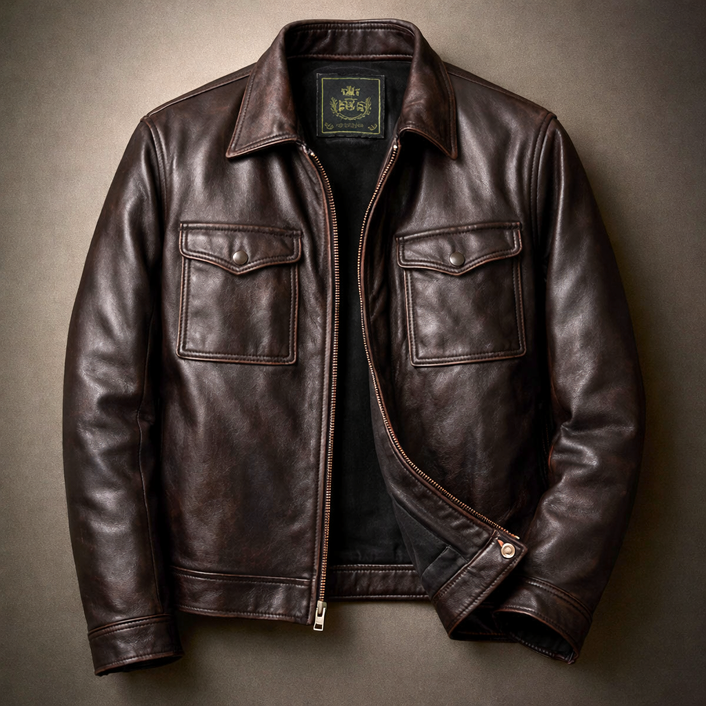 Men's Stylish Leather Jacket with Zip-Up Closure for Daily Use Coach Brown