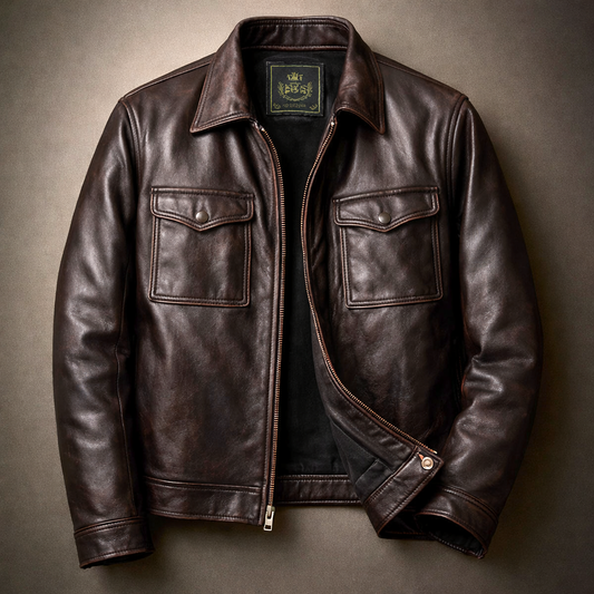 Men's Stylish Leather Jacket with Zip-Up Closure for Daily Use Coach Brown