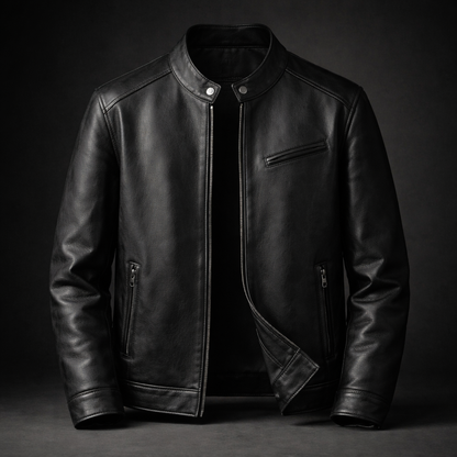 Men's Timeless Leather Biker Jacket for Fall and Winter Everyday Wear