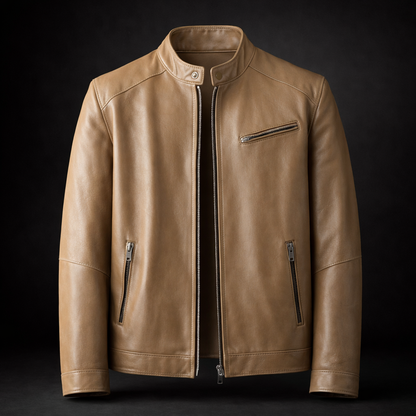 Men's Timeless Leather Biker Jacket for Fall and Winter Everyday Wear