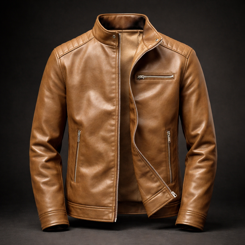 Men's Multi-Color Premium Leather Jacket for Fall and Winter Khaki