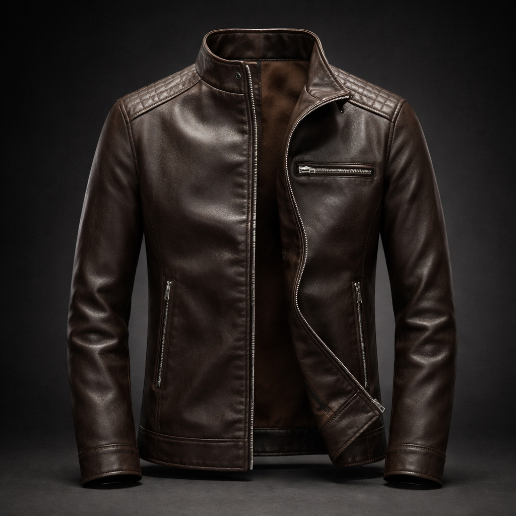 Men's Multi-Color Premium Leather Jacket for Fall and Winter Brown