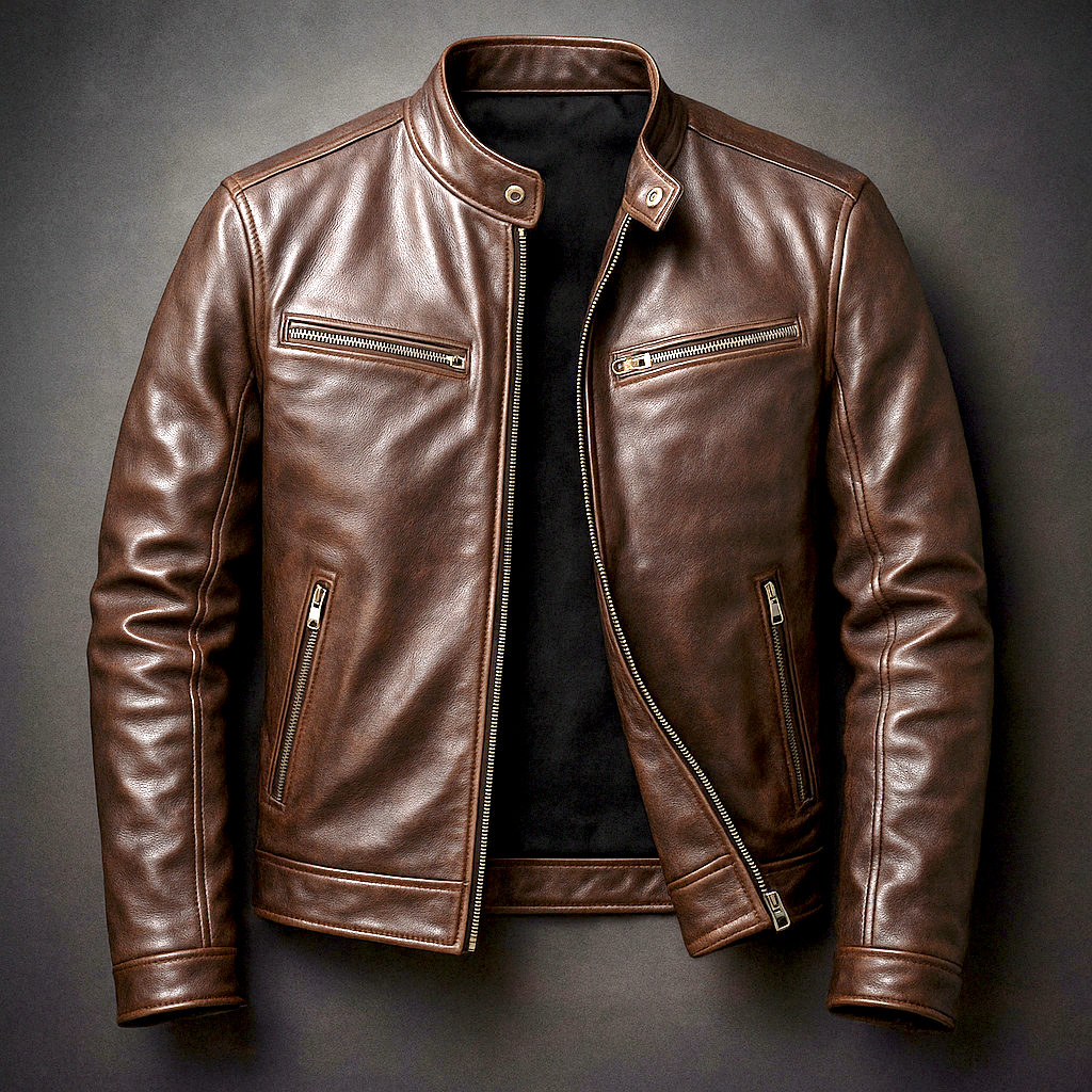 Men's Vintage Leather Jacket – Classic Design for All-Day Comfort