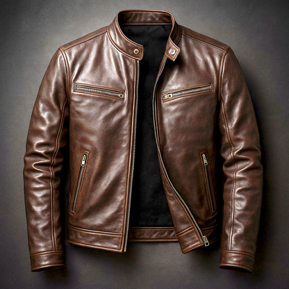 Men's Vintage Leather Jacket – Classic Design for All-Day Comfort