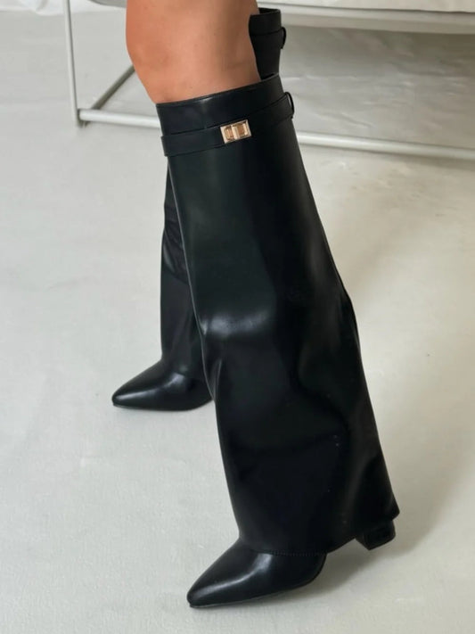Women's Elegant Side Zip Knee High Western Boots with Side zipper