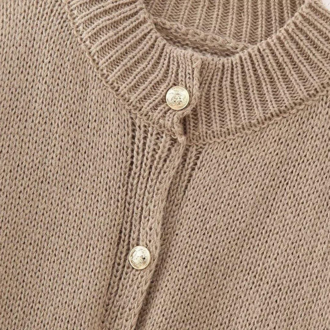 Women's Oversized Knit Cardigan with Button Front and Ribbed Cuffs
