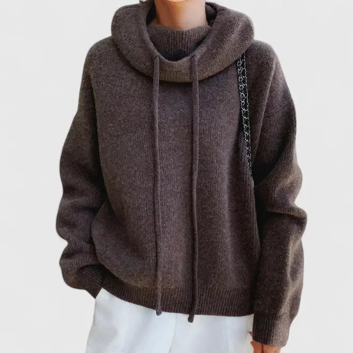 Women's Cozy Oversized Knit Pullover Hoodie for Daily Use Brown