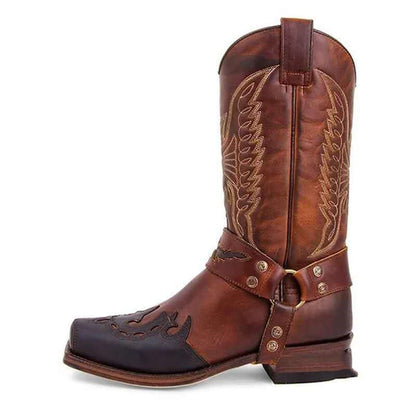 Women's Stylish Mid Calf Cowboy Boots for Daily Use Warm Brown