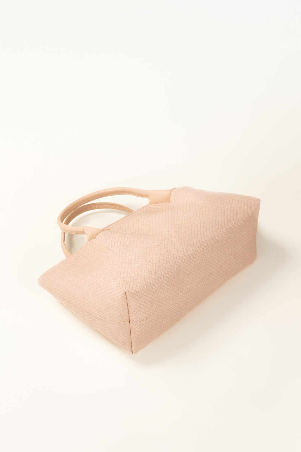 Pink Textured Faux Leather Tote Bag with Detachable Pouch