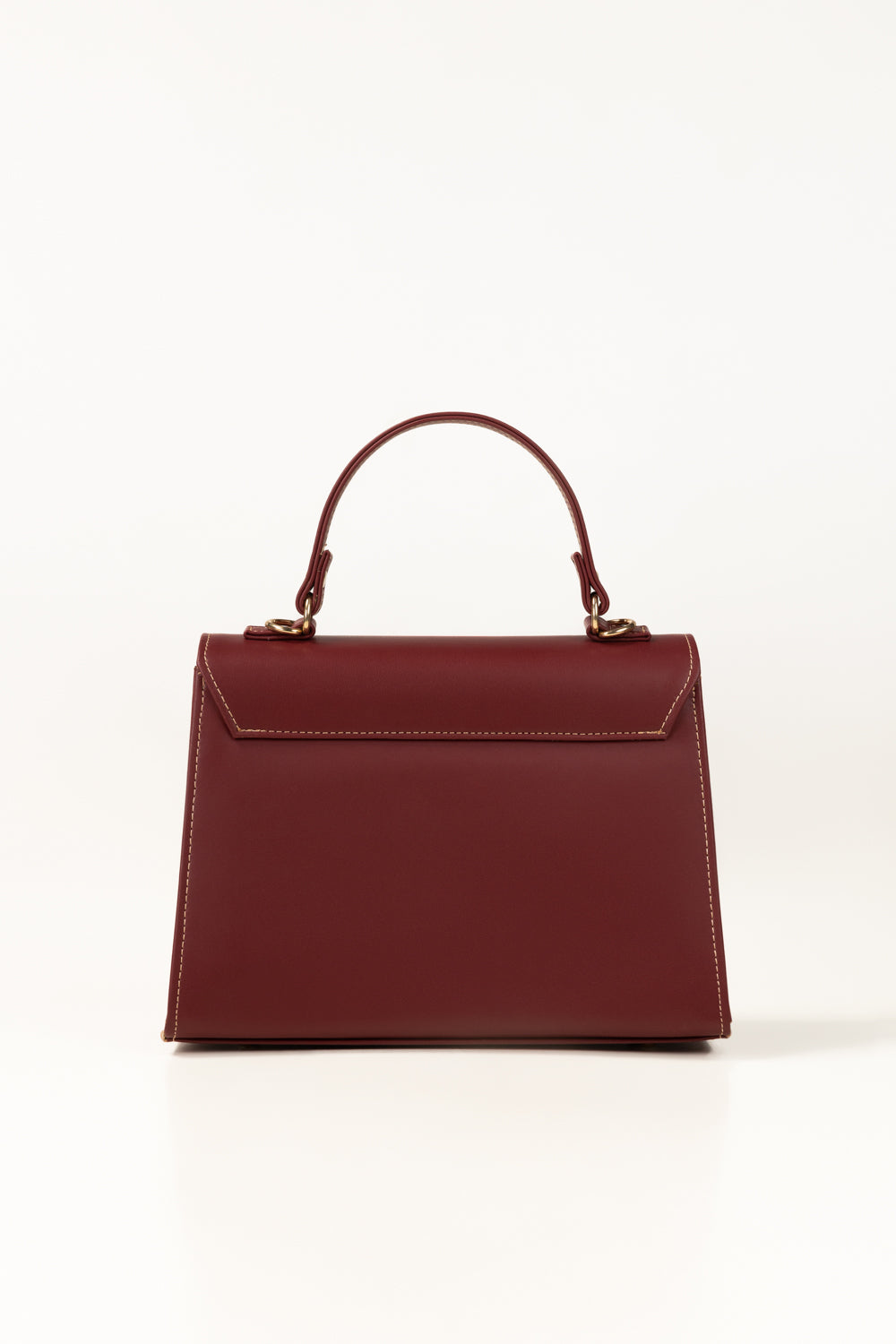 Maroon & Beige Faux Leather Tote Bag with Adjustable Strap