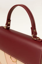 Maroon & Beige Faux Leather Tote Bag with Adjustable Strap