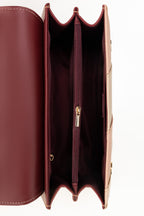 Maroon & Beige Faux Leather Tote Bag with Adjustable Strap