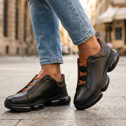 Men's Stylish Leather Sneakers for Fall and Winter Everyday Wear