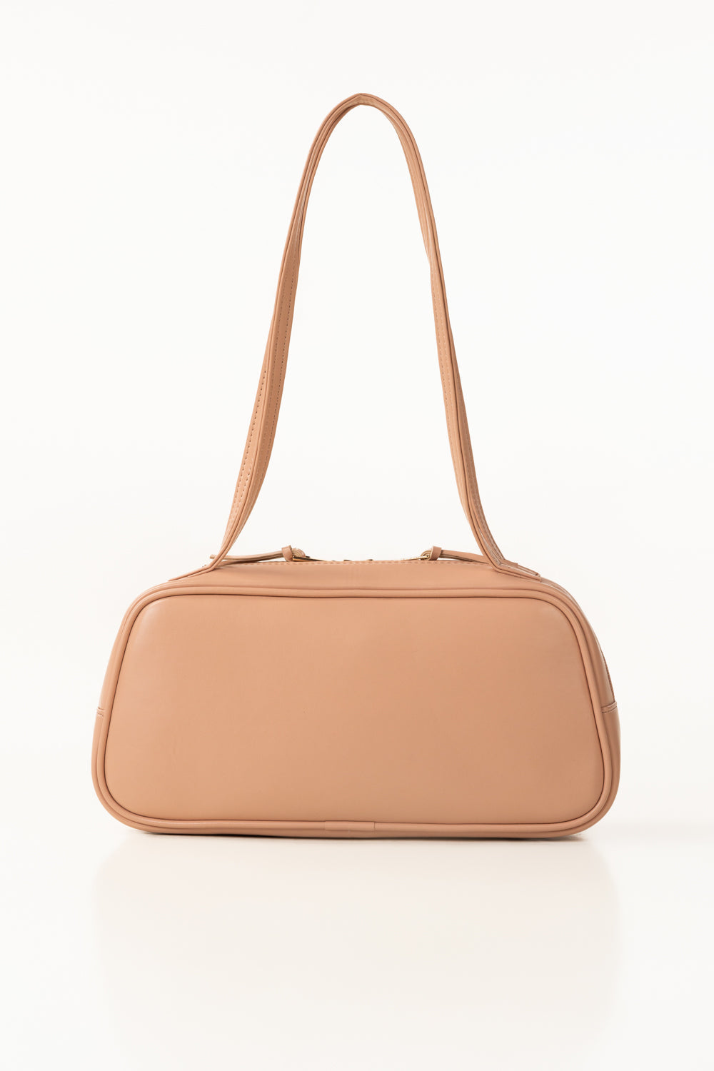Pink Glossy Faux Leather Shoulder Bag with Double Handles
