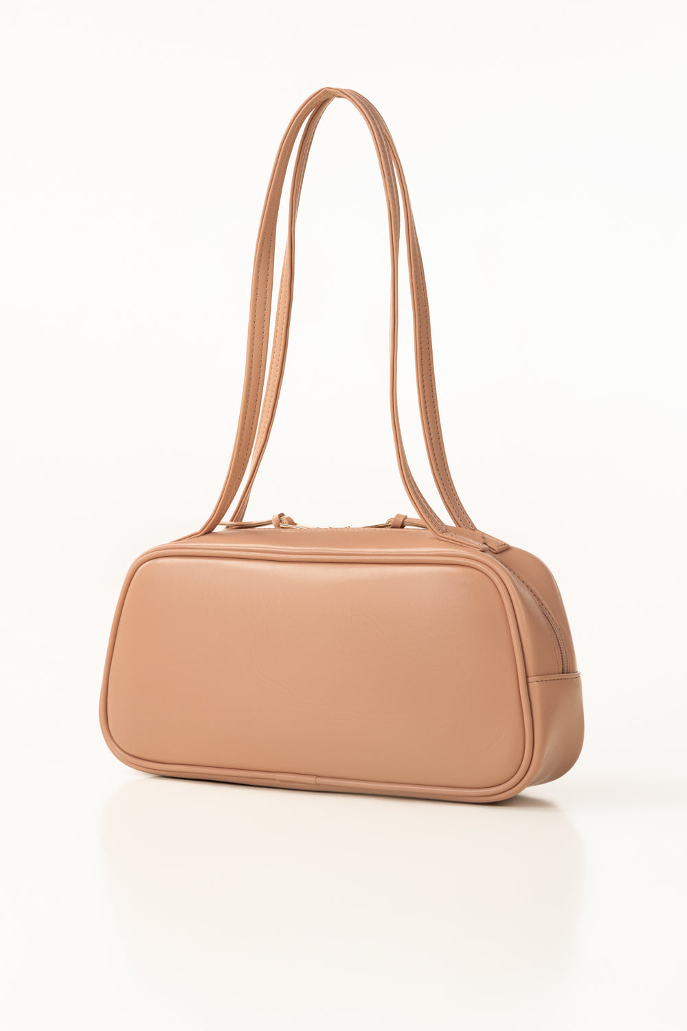 Pink Glossy Faux Leather Shoulder Bag with Double Handles