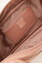 Pink Glossy Faux Leather Shoulder Bag with Double Handles