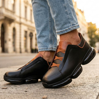 Men's Stylish Leather Sneakers for Fall and Winter Everyday Wear Brown