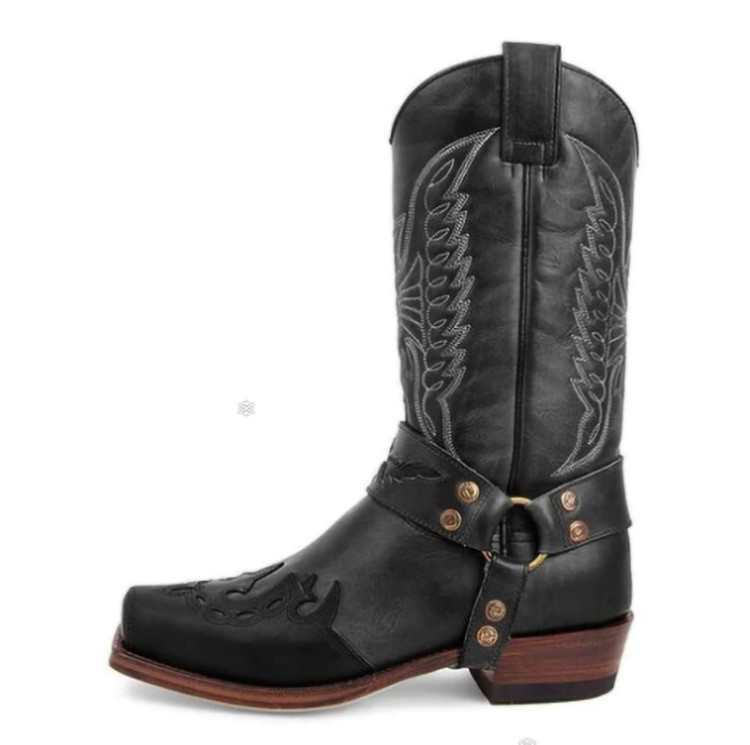 Women's Stylish Mid Calf Cowboy Boots for Daily Use Warm Gray