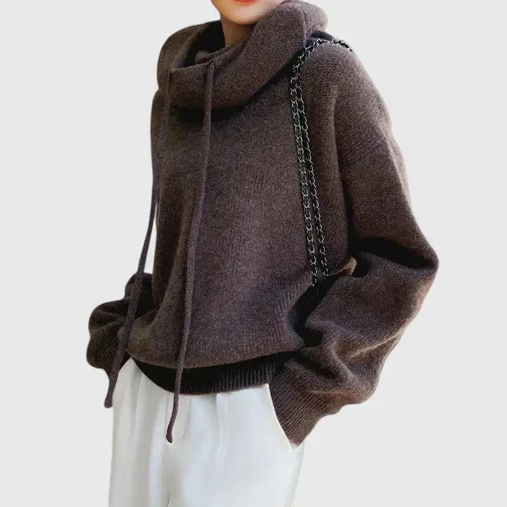 Women's Cozy Oversized Knit Pullover Hoodie for Daily Use