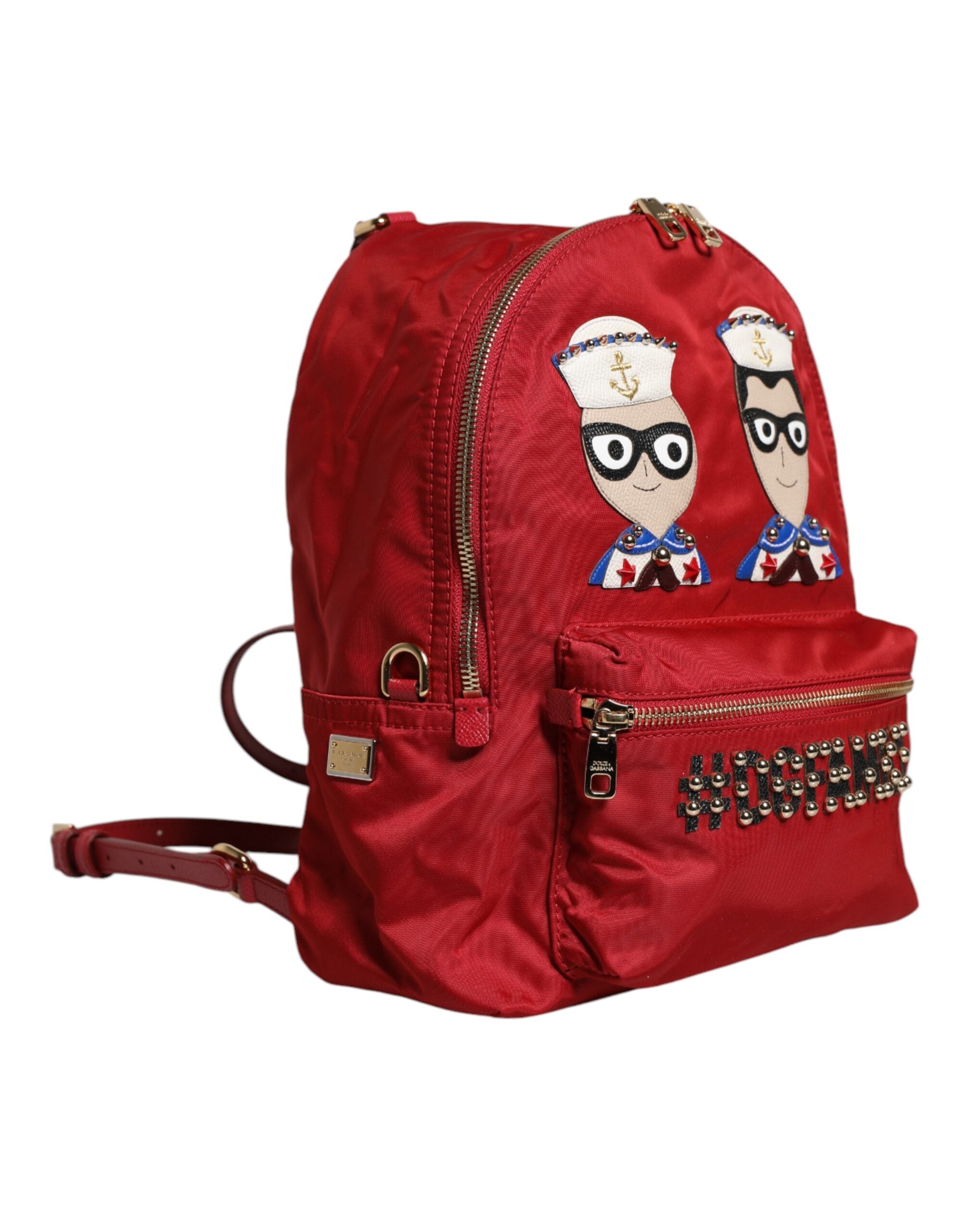 Red #DGFAMILY VULCANO Embellishment Backpack Bag