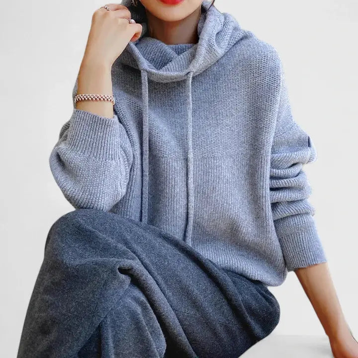 Women's Cozy Oversized Knit Pullover Hoodie for Daily Use