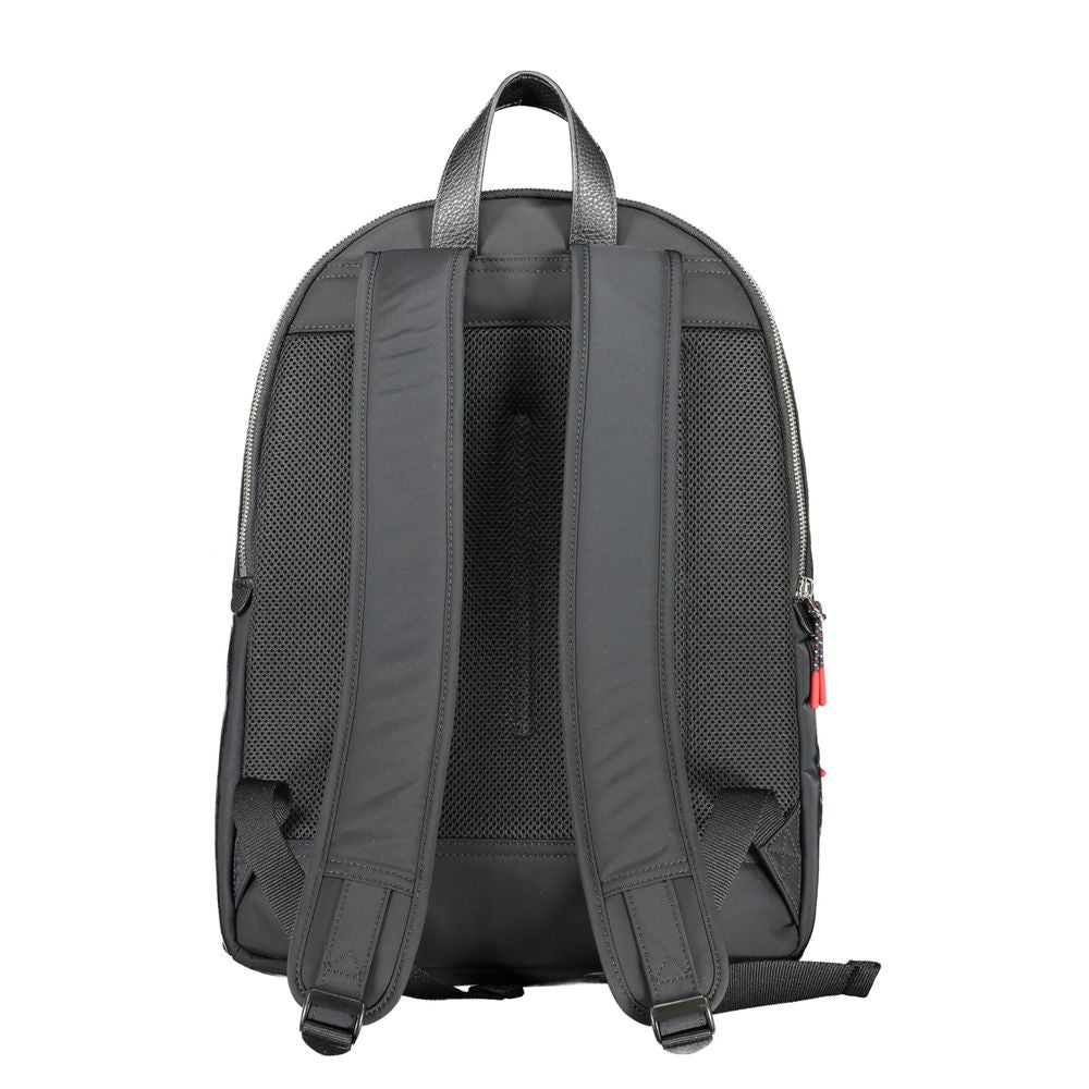 Black Polyester Men Backpack