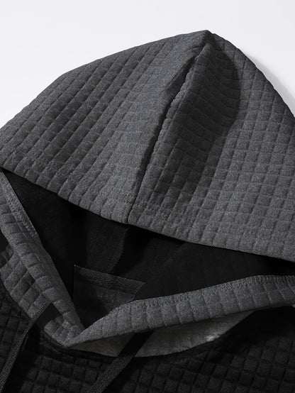 Men's Color-Block Textured Hoodie for Fall and Winter Everyday Wear