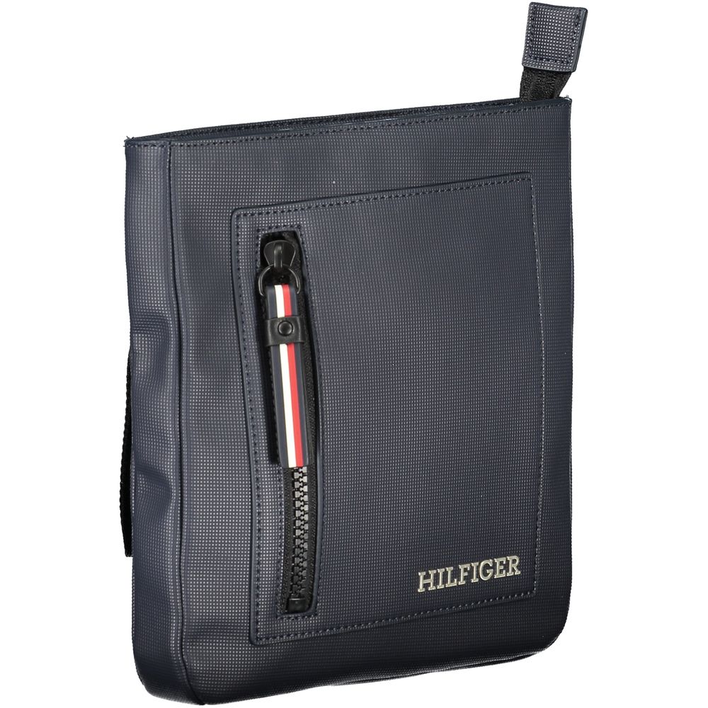 Navy Polyurethane Men's Shoulder Bag