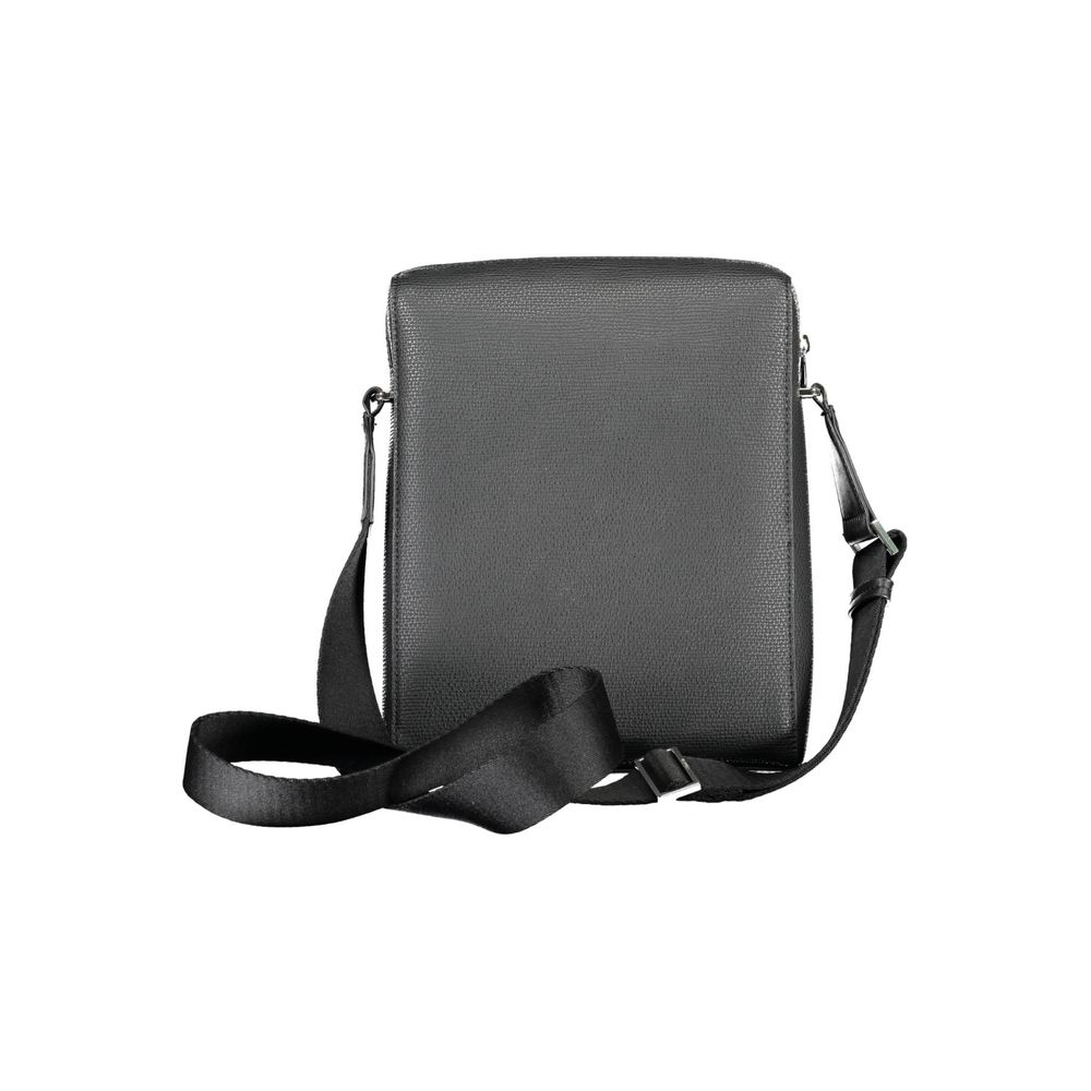 Black Polyurethane Men Shoulder Bag