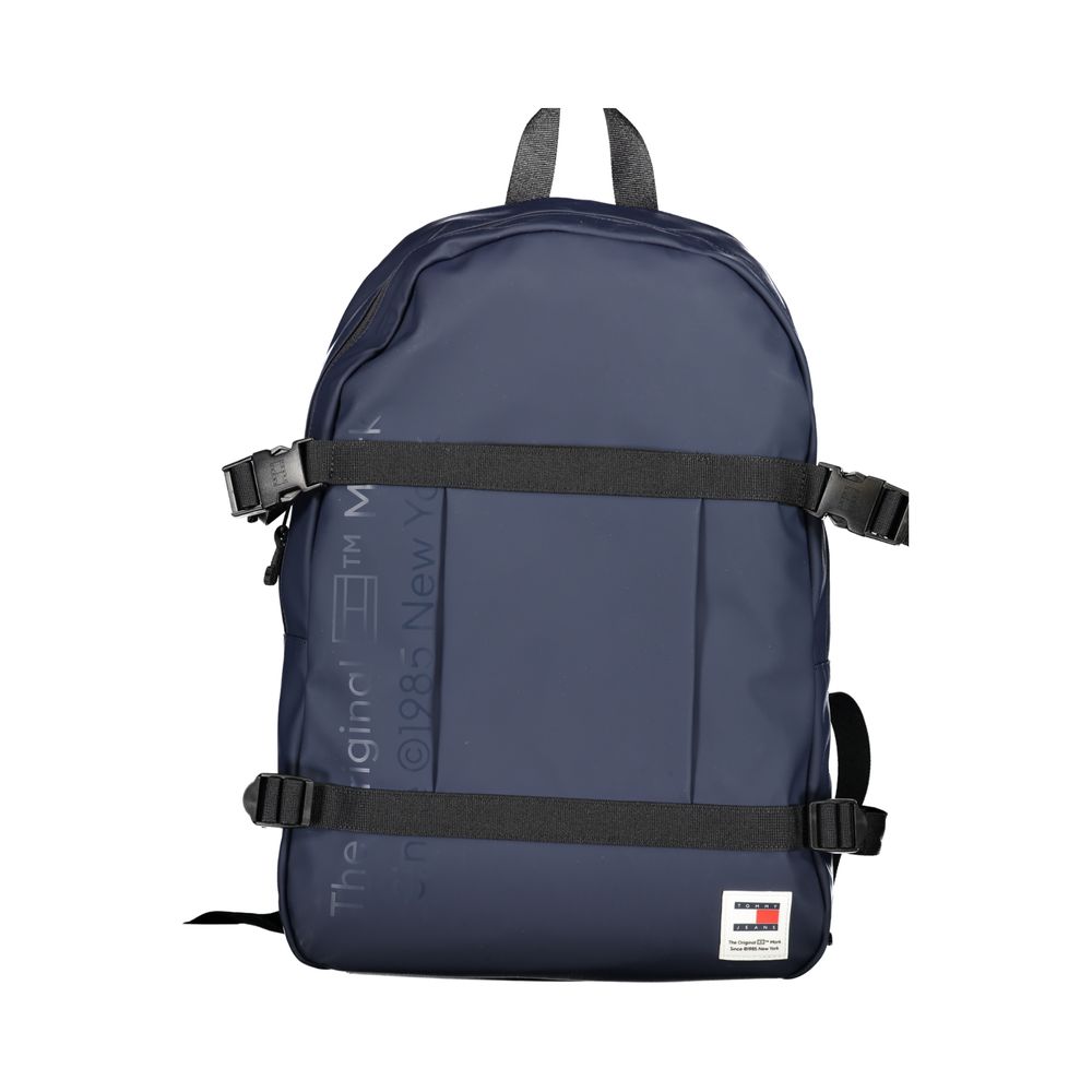 Blue Polyurethane Men Backpack