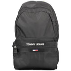 Black Recycled Polyester Men Backpack