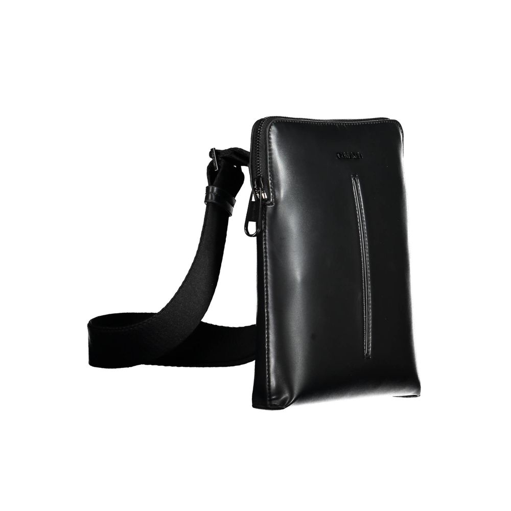 Black Polyurethane Men's Shoulder Bag