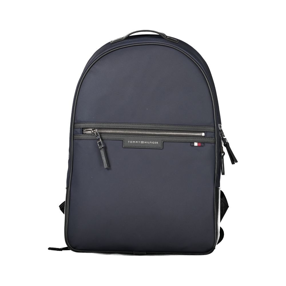 Blue Recycled Polyester Men Backpack