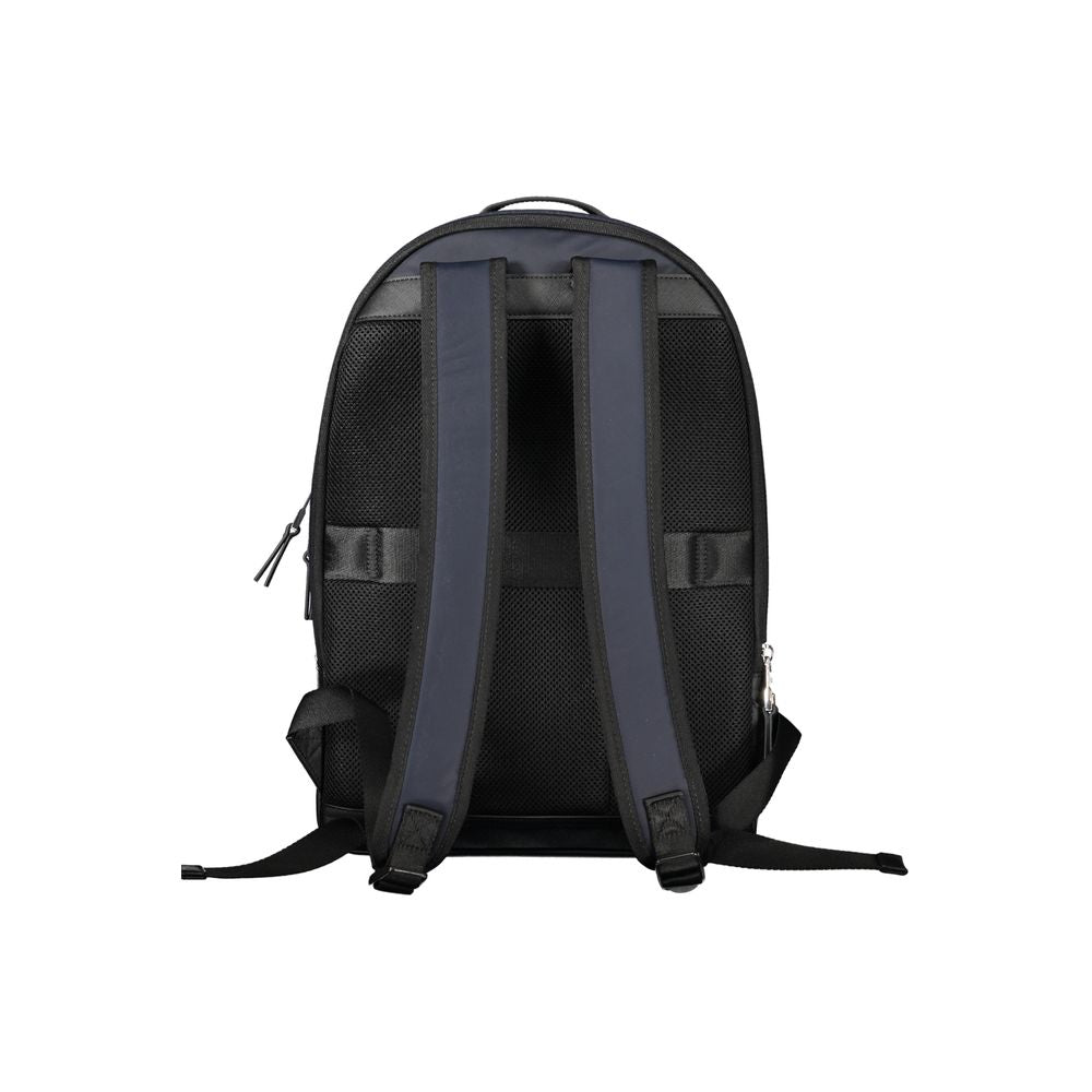 Blue Recycled Polyester Men Backpack