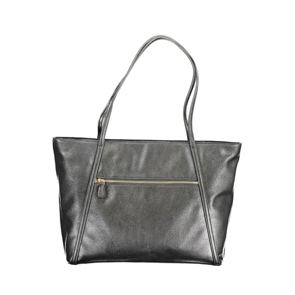 Black Polyurethane Women Handbag