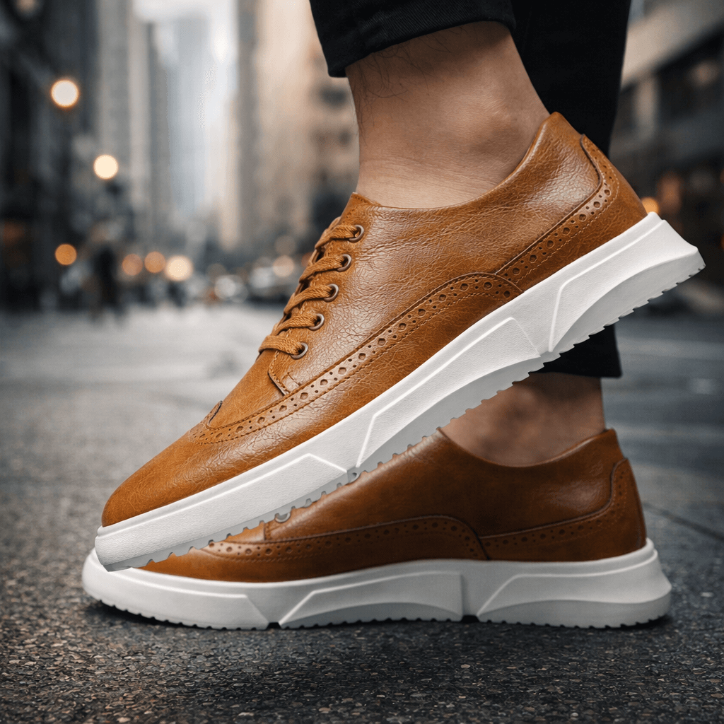 Men's Stylish Leather Brogue Sneakers for Daily Use Warm