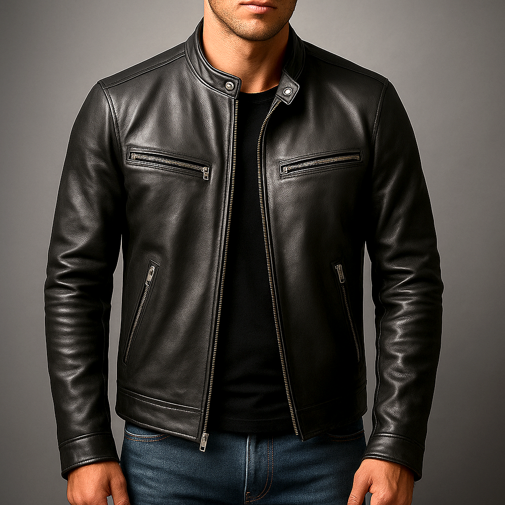 Men's Vintage Leather Jacket – Classic Design for All-Day Comfort Black