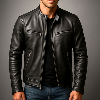 Men's Vintage Leather Jacket – Classic Design for All-Day Comfort Black