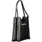 Black Polyurethane Women Handbag