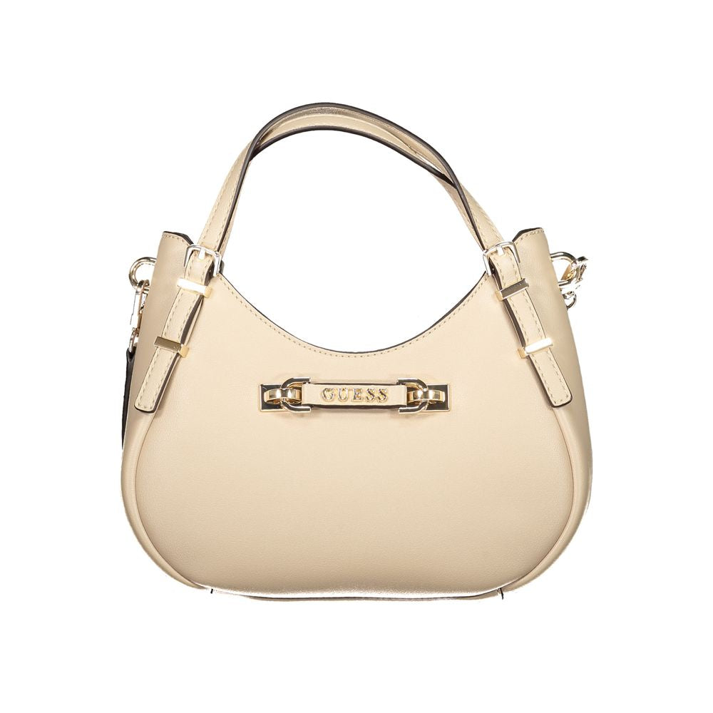 Beige Polyurethane Woman Handbag