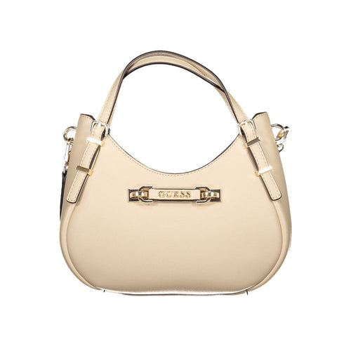Beige Polyurethane Woman Handbag