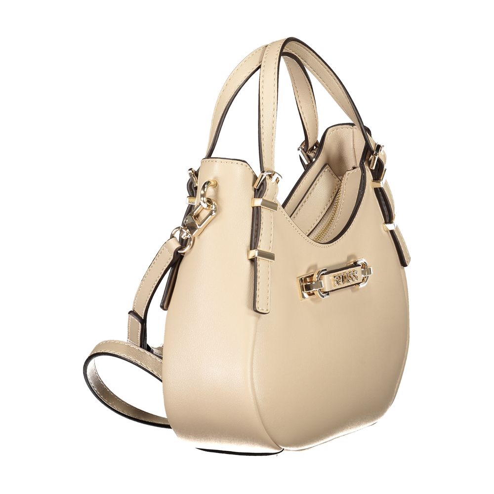 Beige Polyurethane Woman Handbag